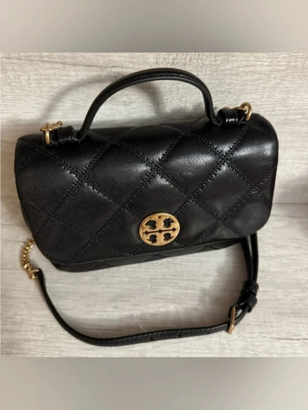 Tory Burch Willa Mini Top Handle Bag paired with the Tory Burch Willa Wallet